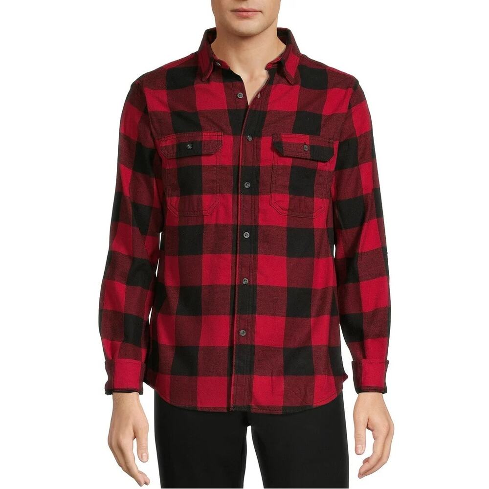 George Black Red Buffalo Check Plaid Long Sleeve Button Down Shirt XL (46-48)